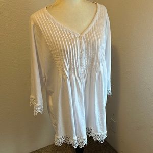 Woman Within, white lace top L